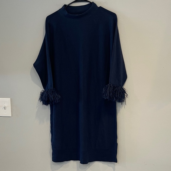 NIC+ZOE Dresses & Skirts - Nic+Zoe Navy Dress with Fringe Sleeves Size Small